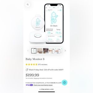 Sense-U Baby Monitor - tracks breathing, rolling, etc.